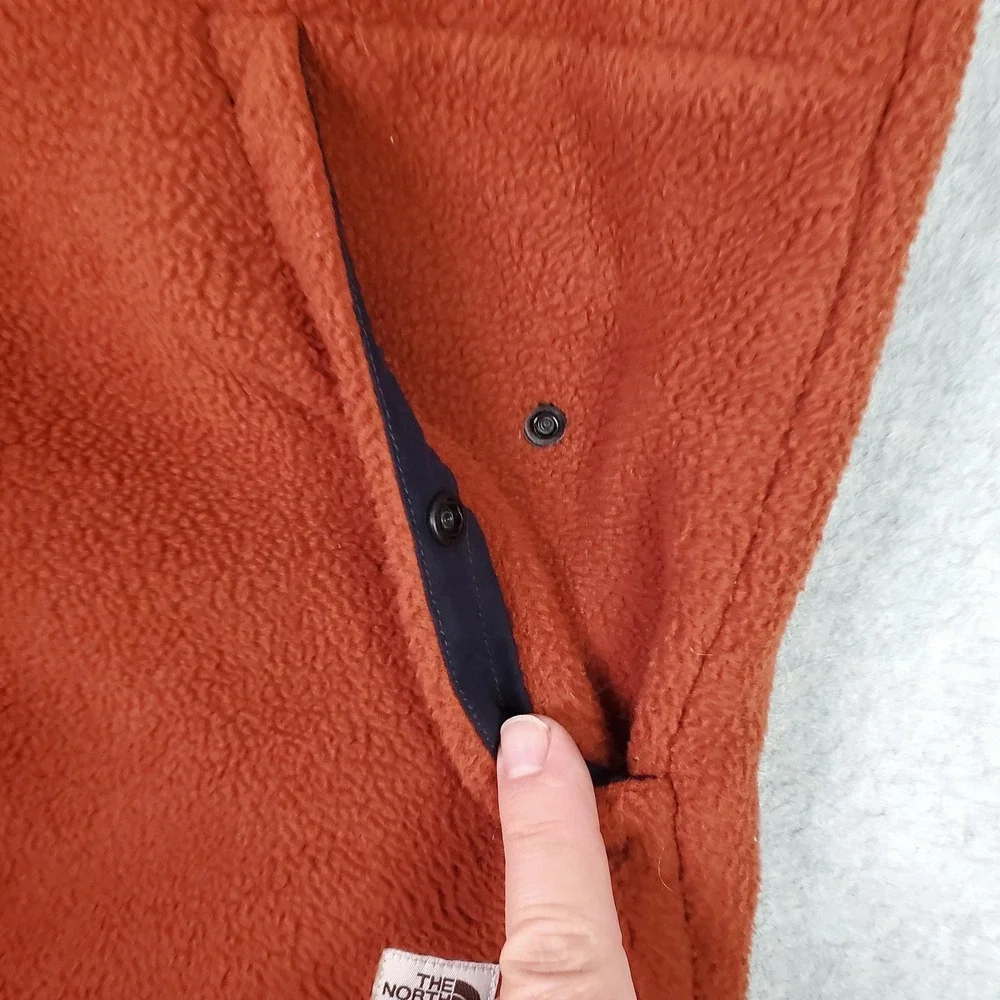The North Face Vest Mens Large Rust Fleece Full Zip Insulated Pockets Outdoor